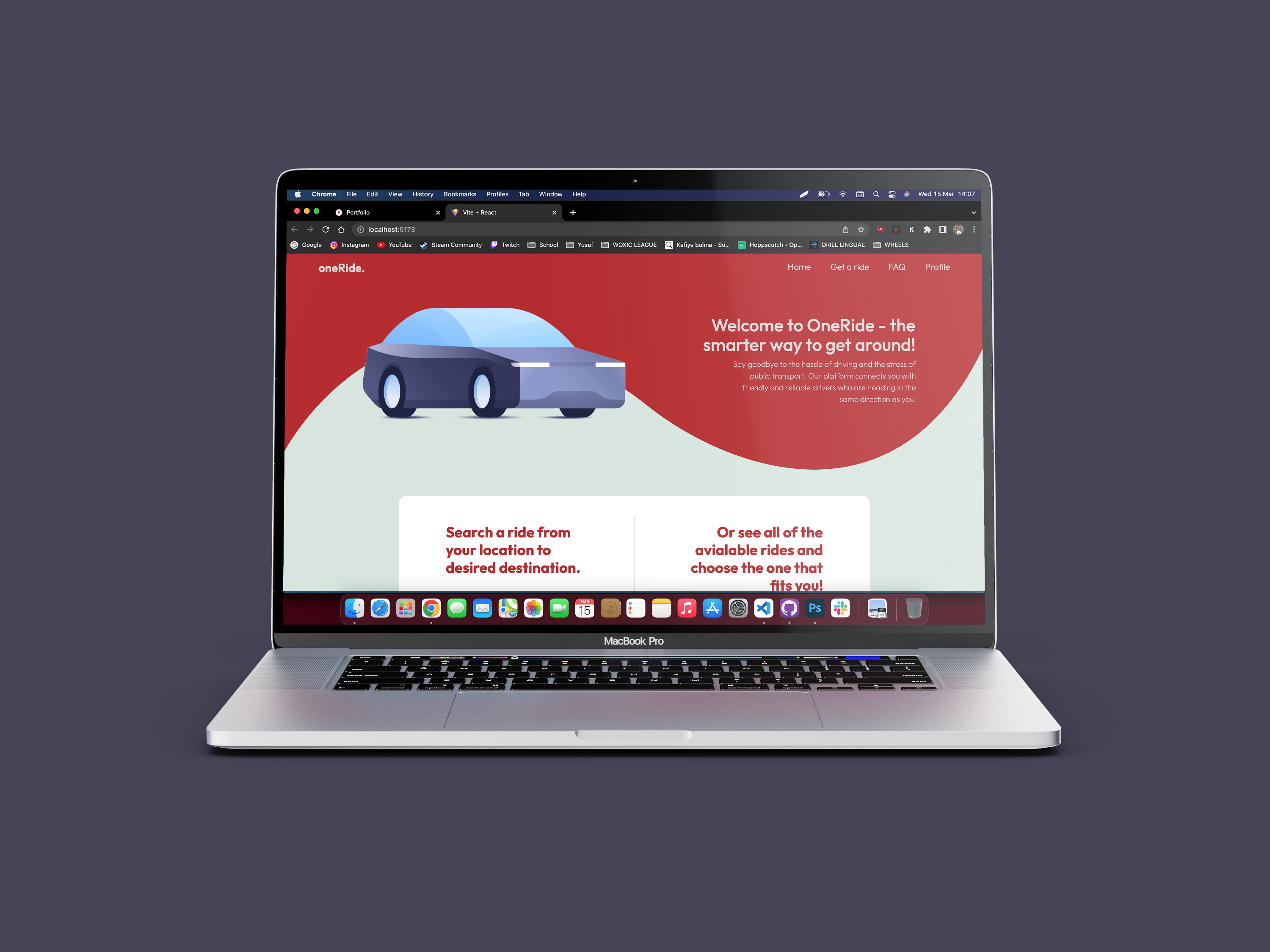 Macbook mockup with preview of project
