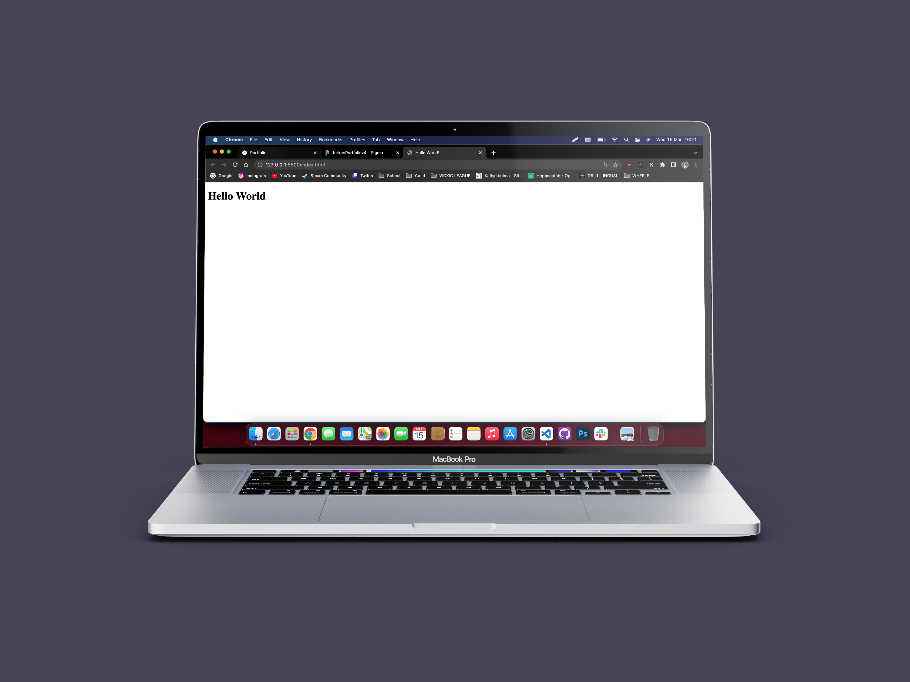 Macbook mockup with preview of project