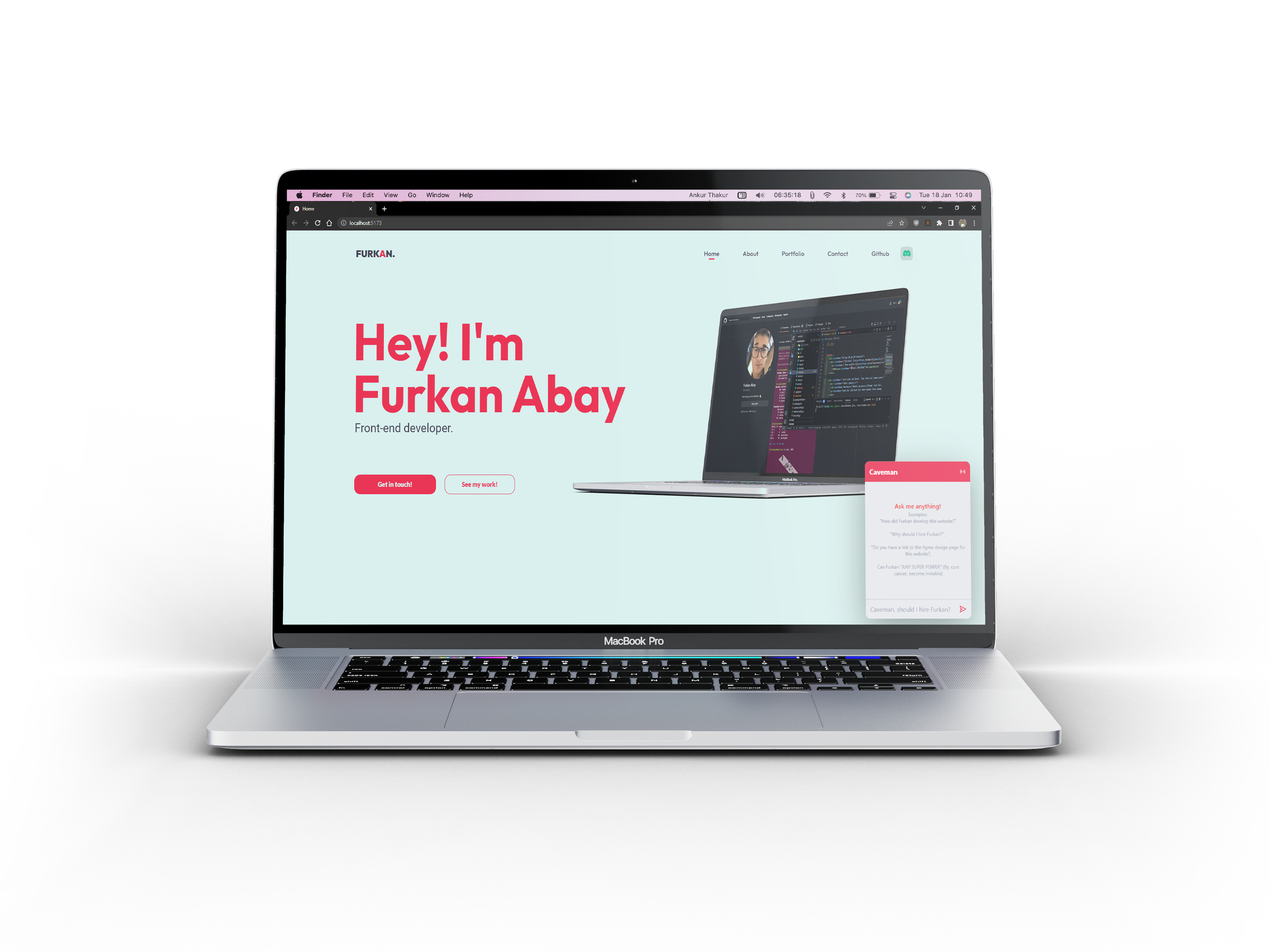 Macbook mockup with preview of project
